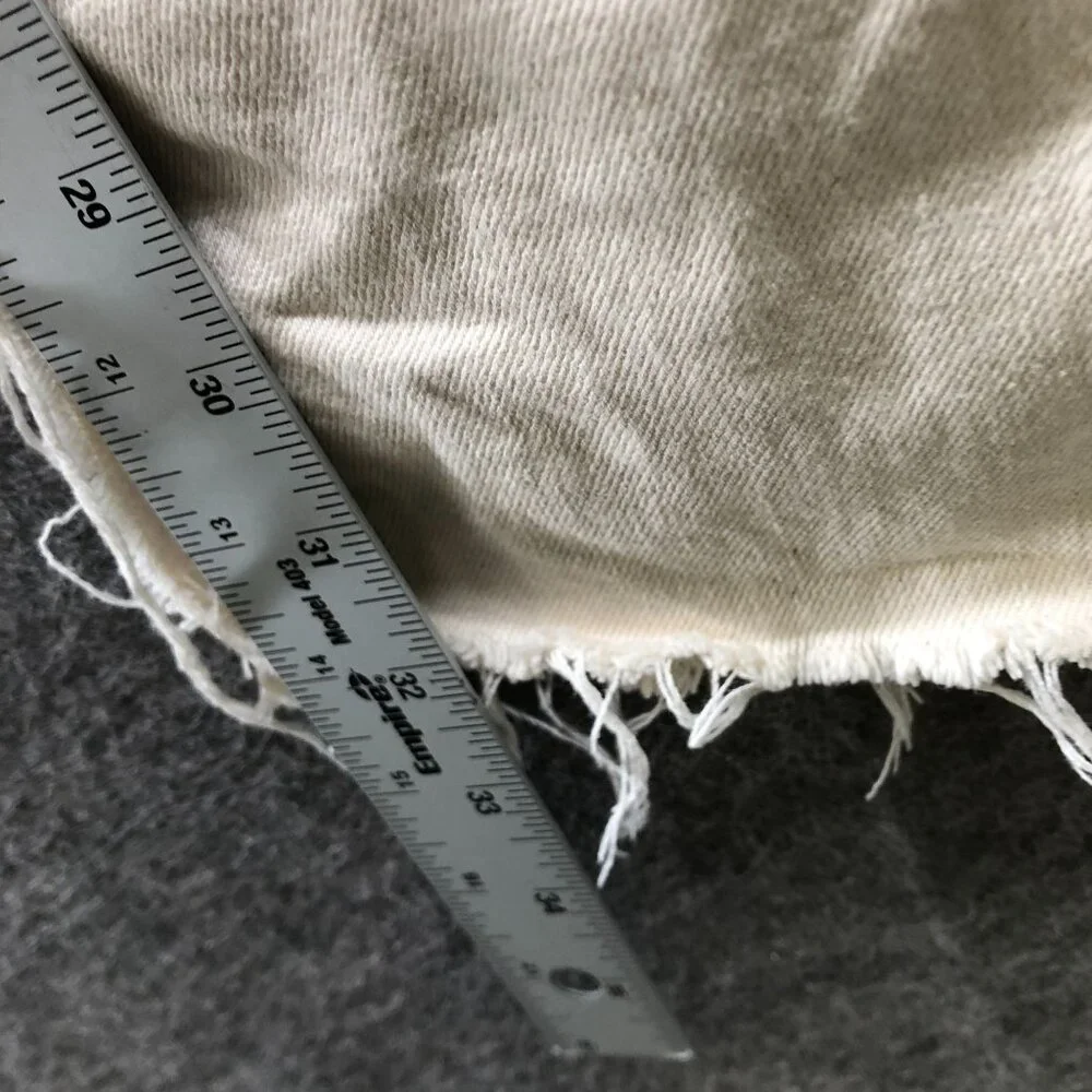 Zara High Rise Straight Jeans Womens 0‎ Ivory White Split Hem Frayed